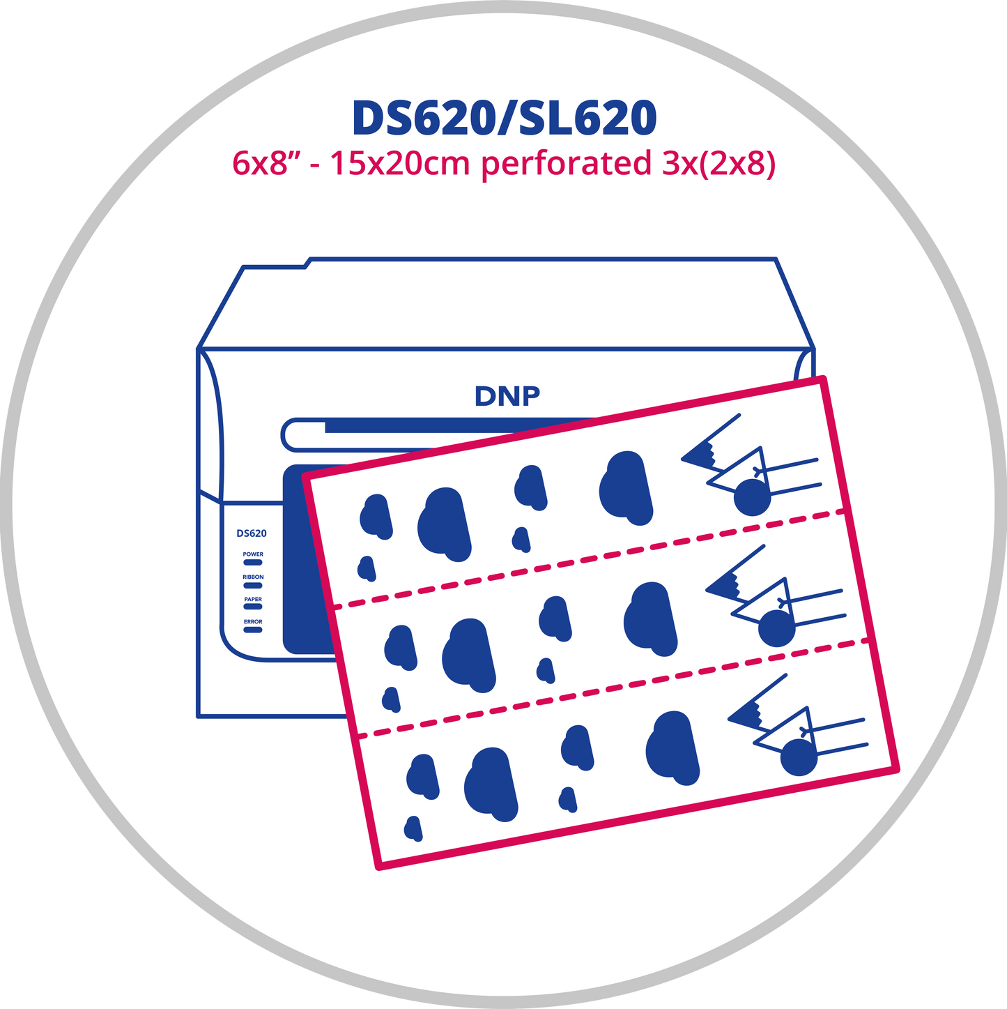 DNP DS620/SL620 Perforajlı 6x8 inç (15x20 cm) Fotoğraf Kağıdı (3×2x8 inç)