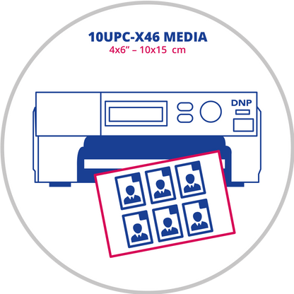 DNP 10UPC‑X46 4x6″ (10x15 cm) Passport & ID Fotoğraf Kağıdı – 10 Set Kağıt + Ribon