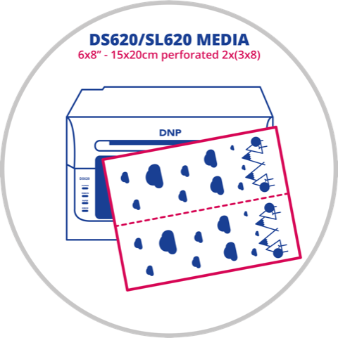 DNP DS620/SL620 Perforajlı 6x8 inç (15x20 cm) Fotoğraf Kağıdı (2x3 inç Delikli)