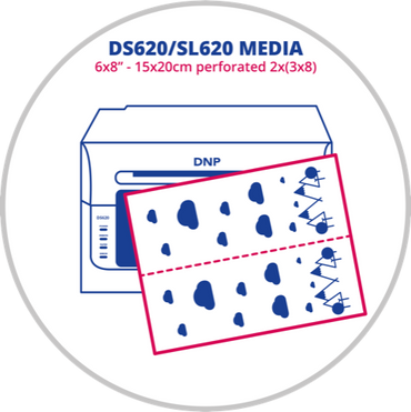 DNP DS620/SL620 Perforajlı 6x8 inç (15x20 cm) Fotoğraf Kağıdı (2x3 inç Delikli)