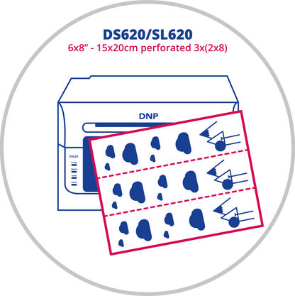DNP DS620/SL620 Perforajlı 6x8 inç (15x20 cm) Fotoğraf Kağıdı (3×2x8 inç)