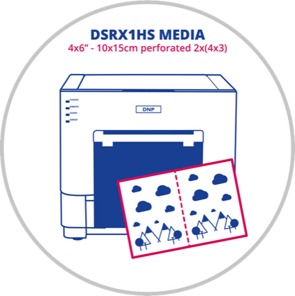 DNP DS‑RX1HS Perforajlı 4x6 inç (10x15 cm) Fotoğraf Kağıdı (2×4x3 inç)